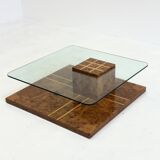 Table basse vintage de Smania en bois de ronce