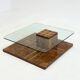 Table basse vintage de Smania en bois de ronce