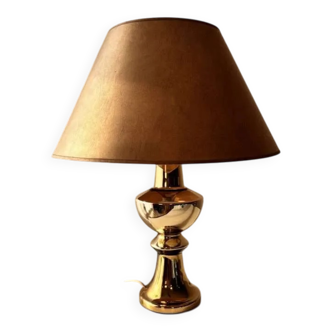 Gilded ceramic table lamp by Gustav Leek, Luxus, 1960s.