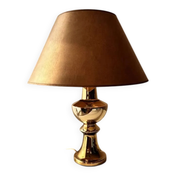 Gilded ceramic table lamp by Gustav Leek, Luxus, 1960s.