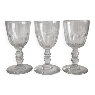 3 Baccarat "Gondola" antique crystal port wine stemmed glasses