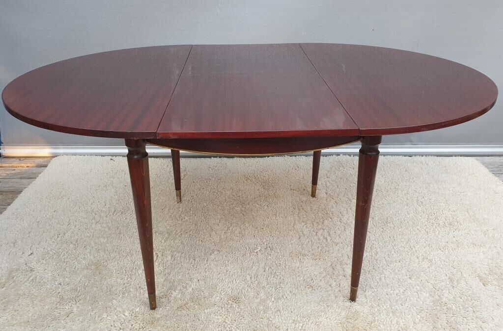 Extendable table mahogany lacquered 1960 butterfly extensions