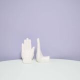Set of 2 white porcelain hand bookends