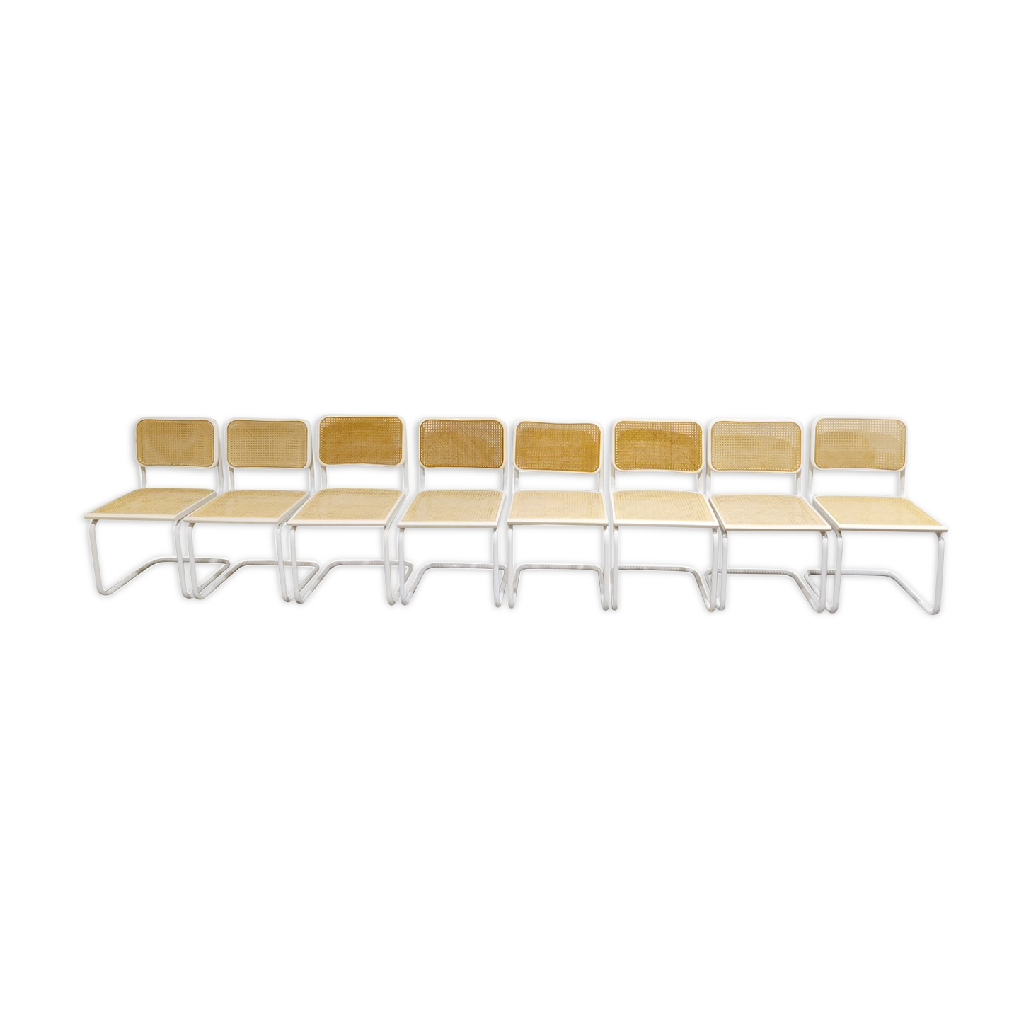Set of 8 vintage Marcel Breuer Cesca chairs, made in italy, 1970s