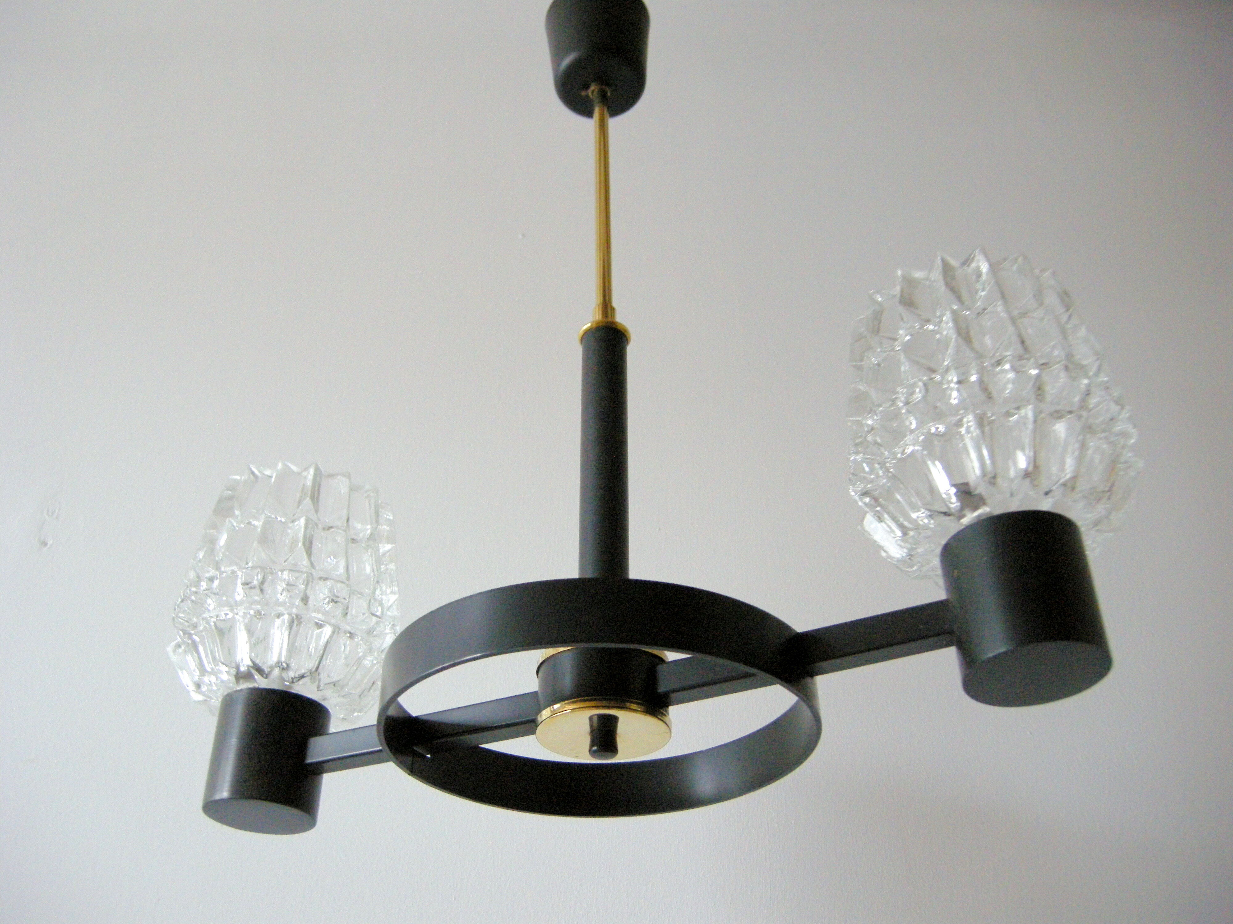 Vintage chandelier 1960 metal and brass