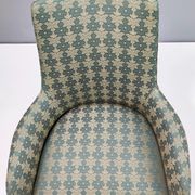 Green fabric and beech armchairs, italy