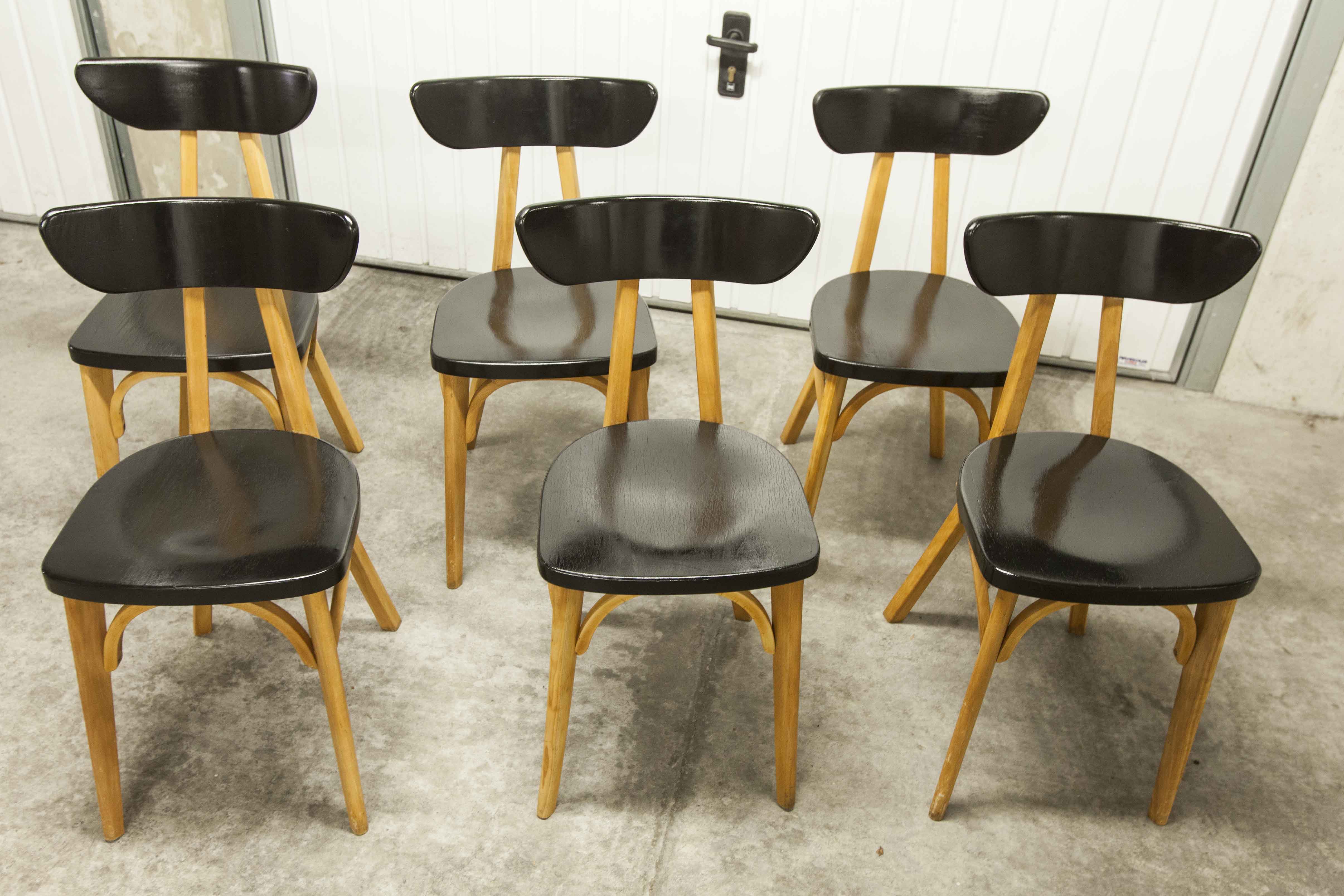Set of 6 restored Luterma "banana" chairs