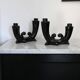 Pair of Art Deco candle holders in black ceramic