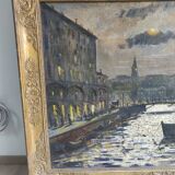 Painting venice by night oil on canvas j peters xixth century