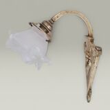 Art Nouveau wall light in gilded bronze - Frosted glass tulip - Period 1900