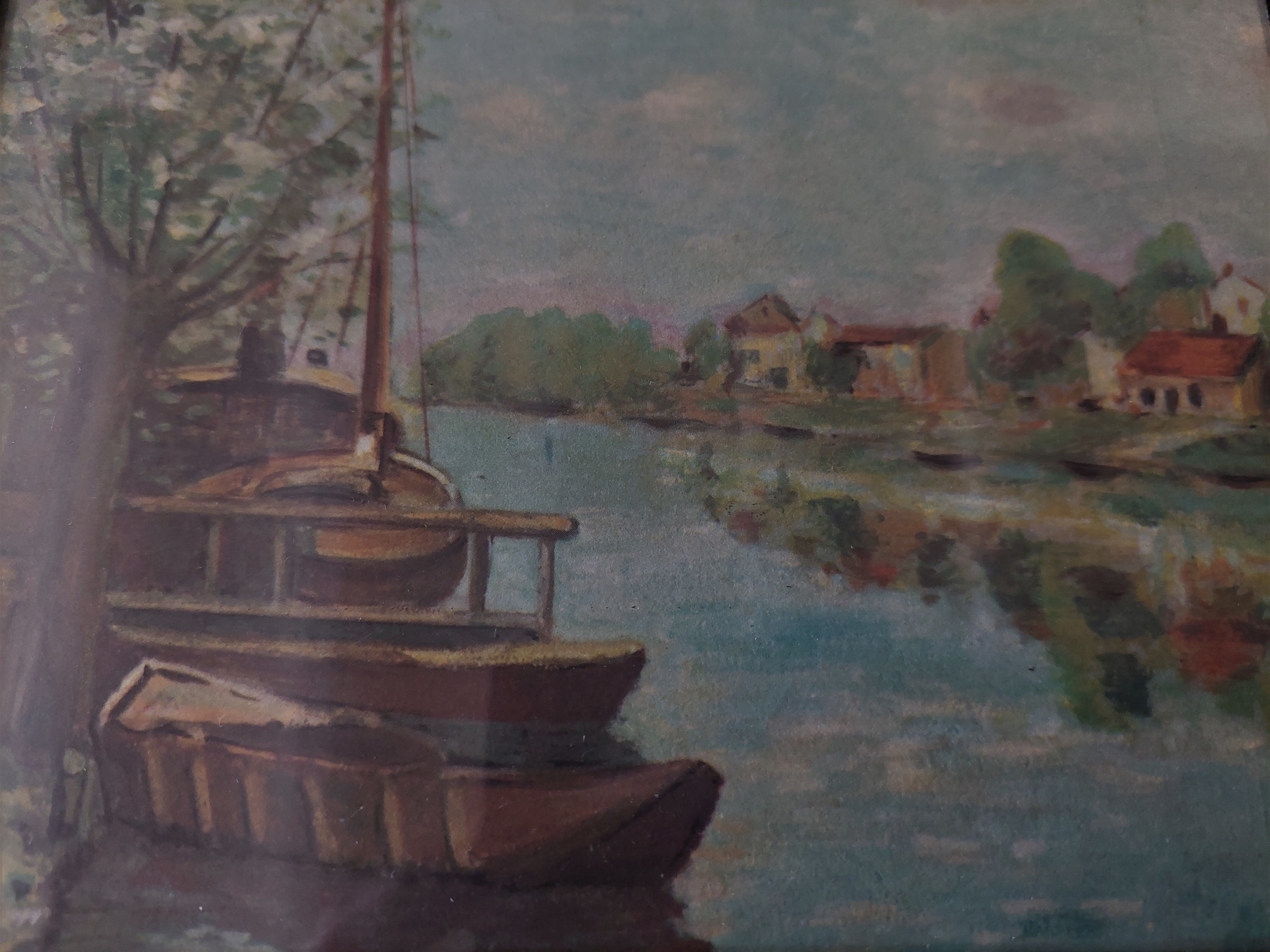 Illustration boats and river