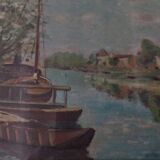Illustration boats and river