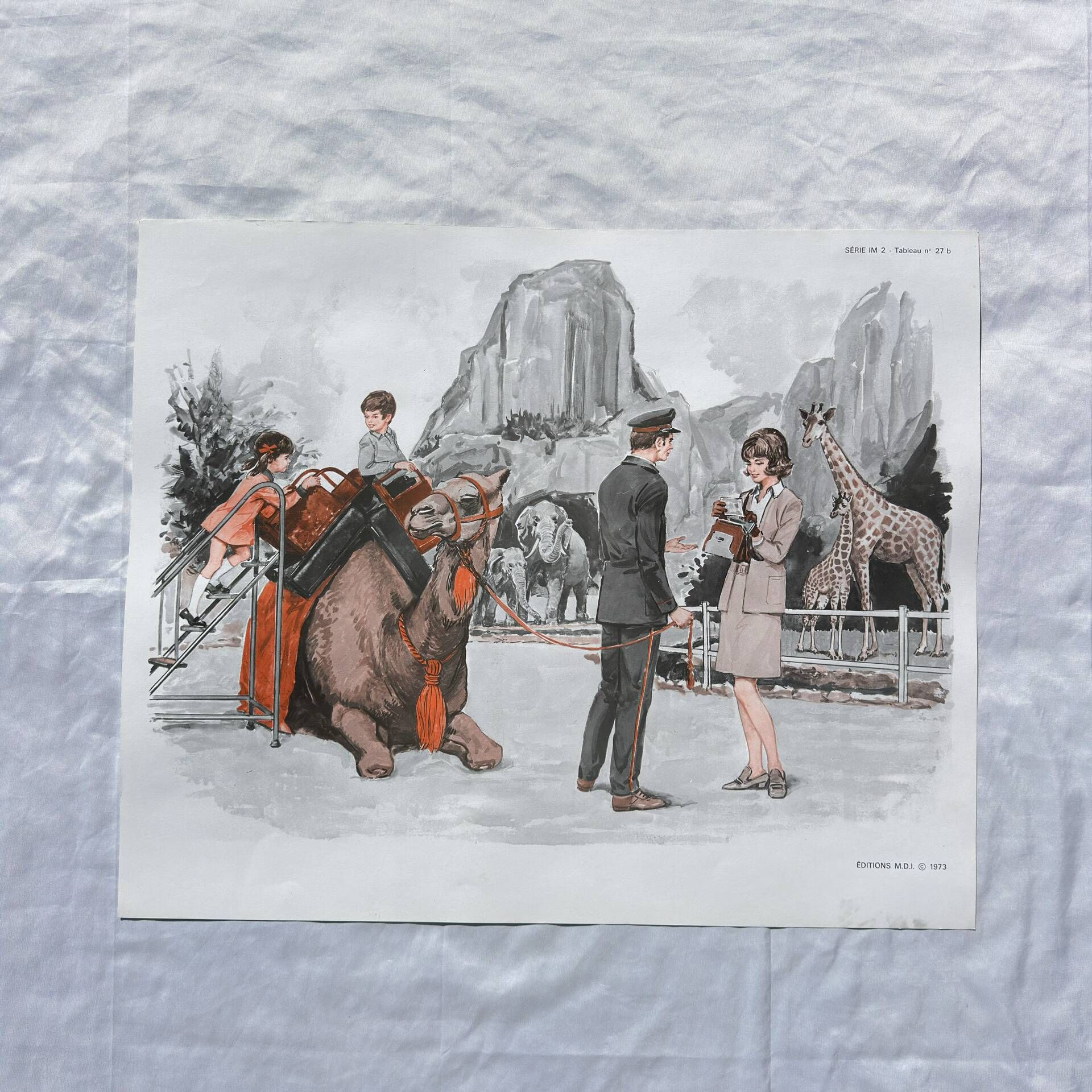 School poster Fernand Nathan Paris 1973 double-sided illustration