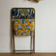 Vintage folding chair lafuma revisited yellow and blue floral fabrics