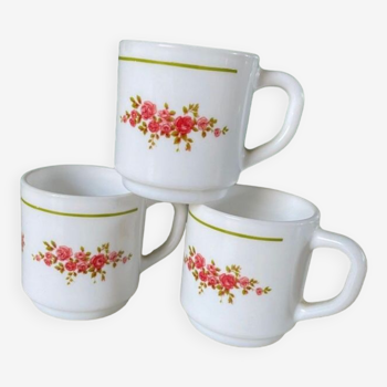 Lot coffee cups arcopal flowers