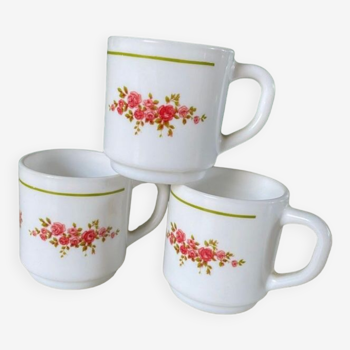 Lot tasses à cafés arcopal fleurs