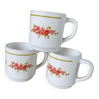 Lot coffee cups arcopal flowers