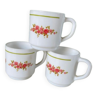 Lot tasses à cafés arcopal fleurs