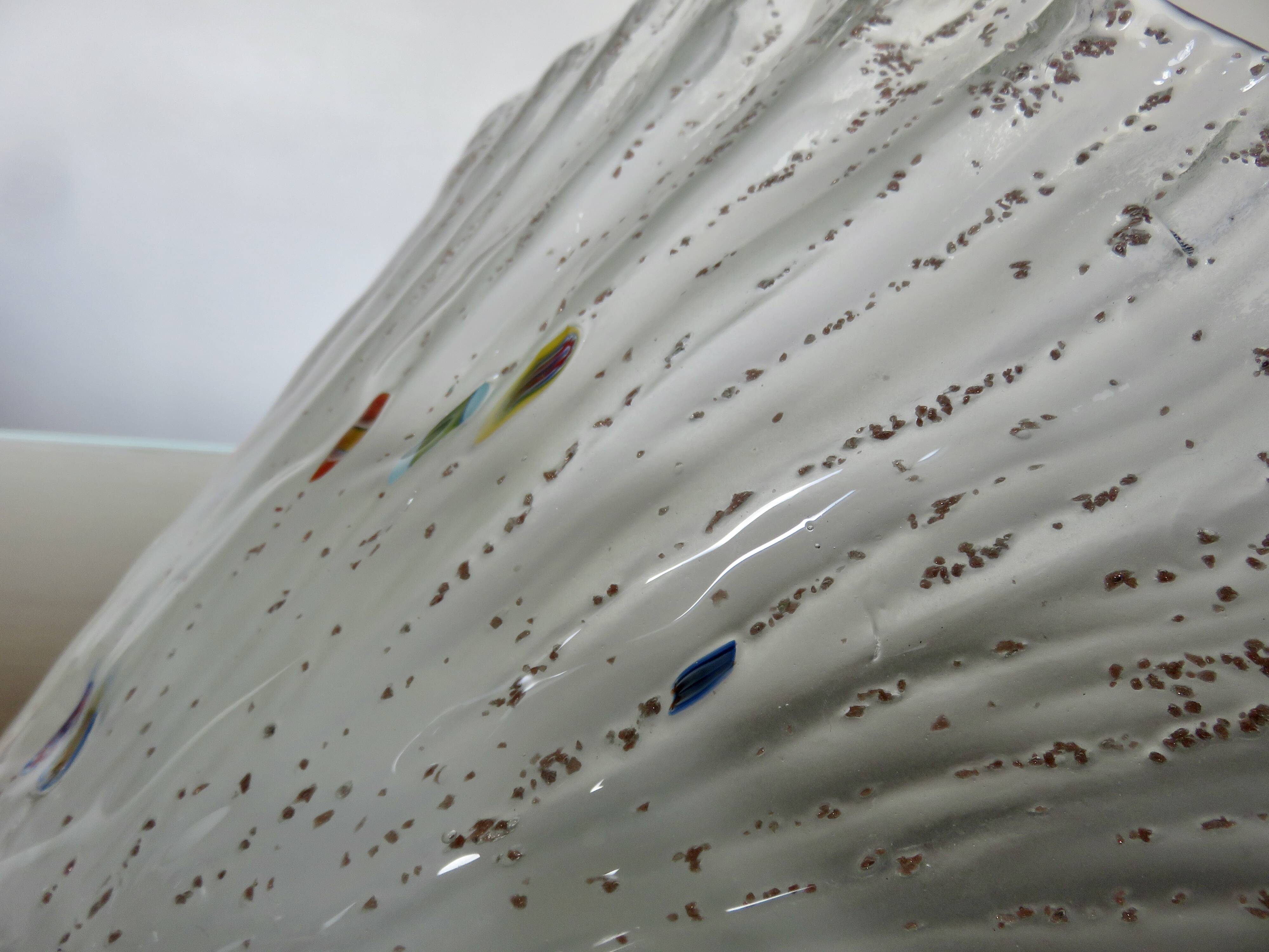 Murano glass wall light and brass cabochons 1970