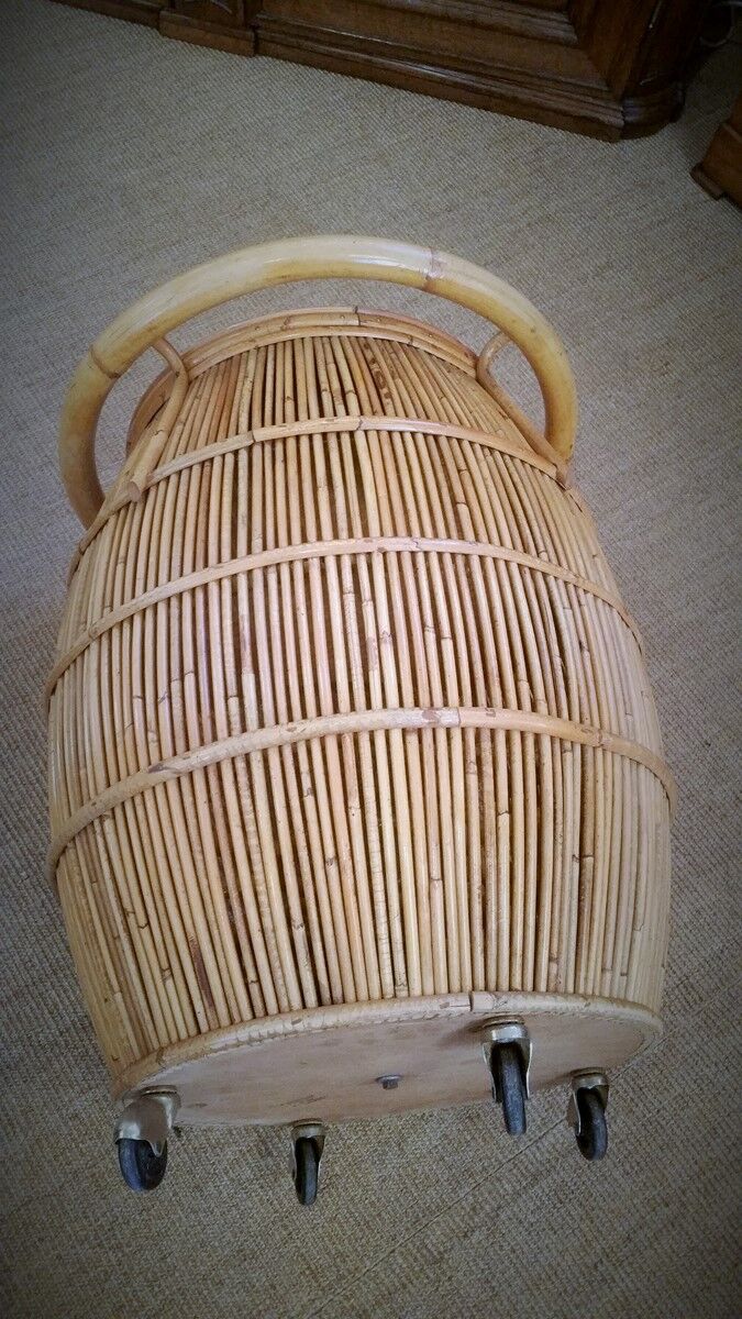 Bar on wheels vintage rattan