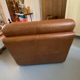 Fauteuil chauffeuse cuir années 80