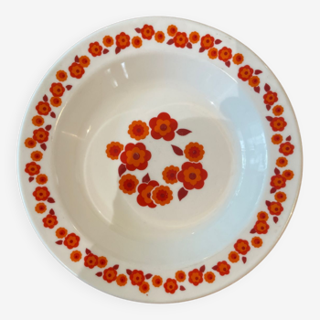 Set of 6 Arcopal plates with red Lotus pattern
