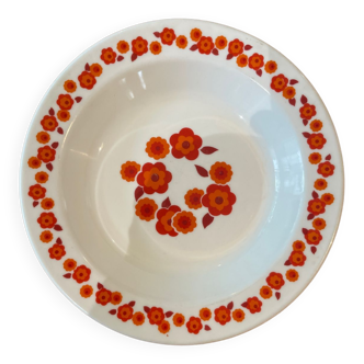 Set of 6 Arcopal plates with red Lotus pattern