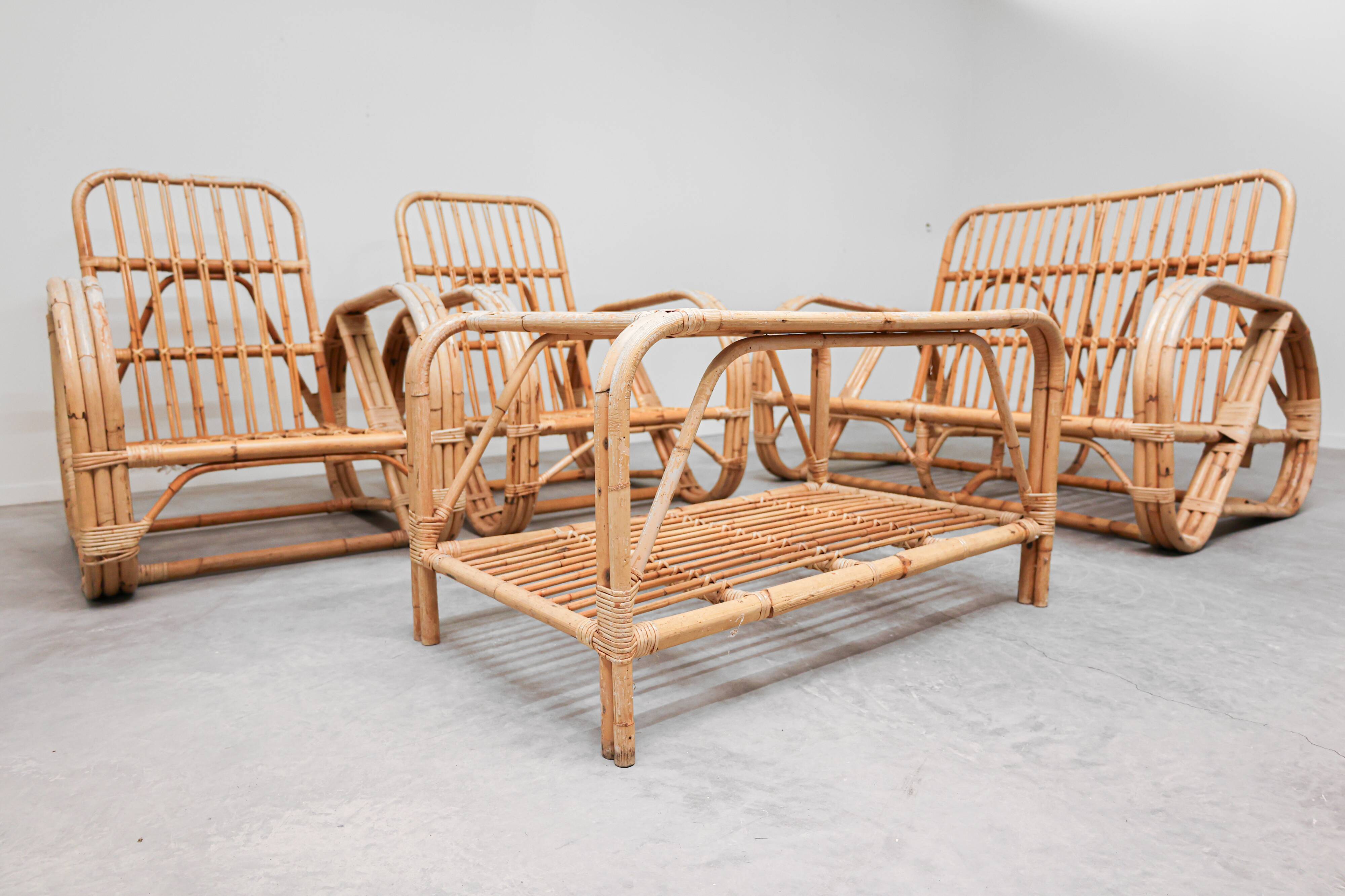 Vintage Rattan Lounge Set