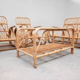 Ensemble de salon en rotin vintage