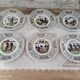 Lot de 6 assiettes à dessert parlantes en porcelaine opaque Gien France Proverbes et Militaires