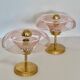 Pair of Art Deco bedside lamps in brass and etched glass