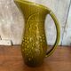 Old pitcher sarreguemines green ceramic vintage vine decor