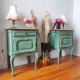Pair of patinated bedside tables