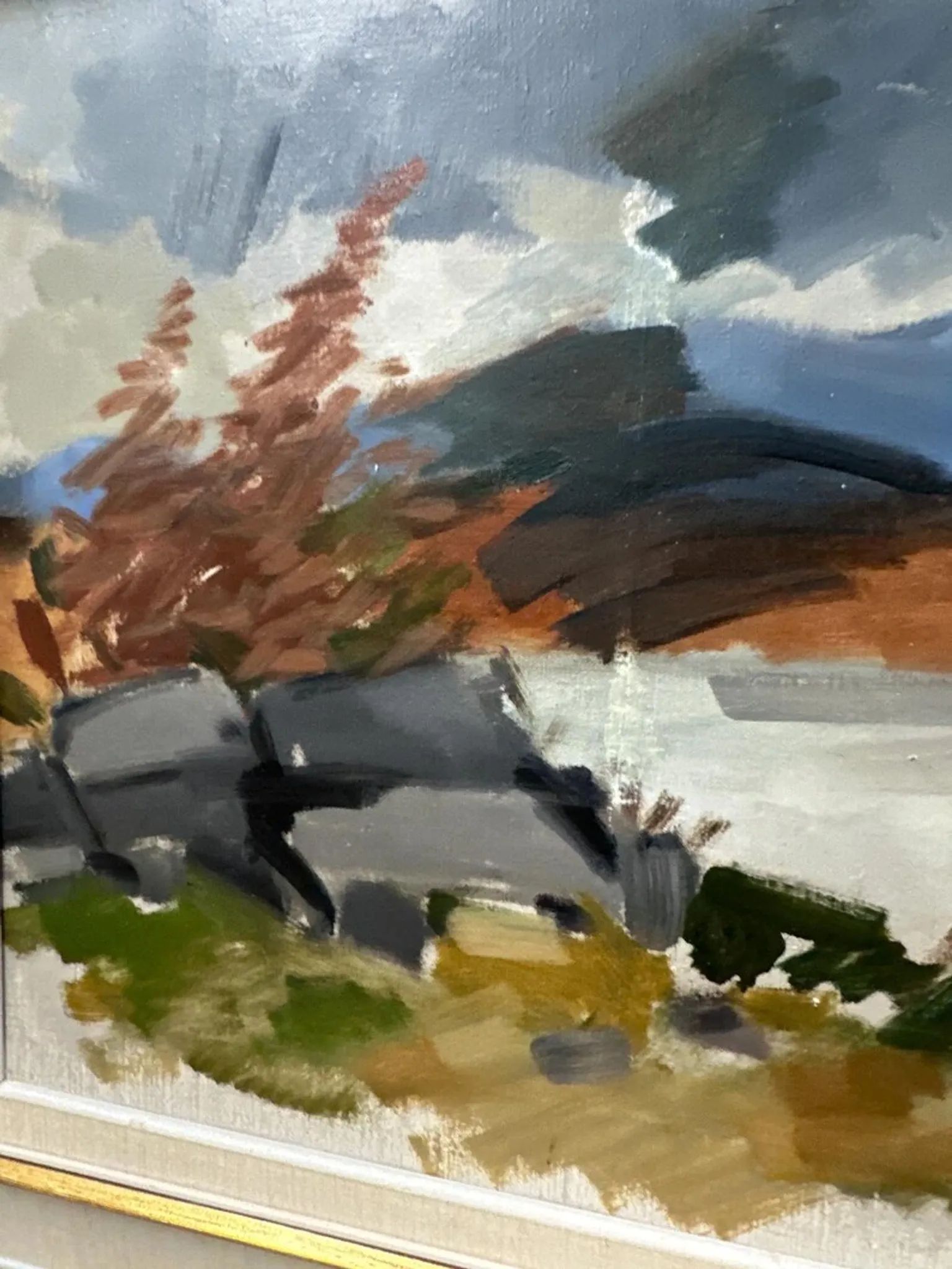 Original Swedish Oil on Canvas – “Landscape” by Ivar Hjertqvist – Vintage & Framed 74 × 65 cm (29" × 25.5")