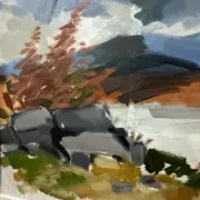 Original Swedish Oil on Canvas – “Landscape” by Ivar Hjertqvist – Vintage & Framed 74 × 65 cm (29" × 25.5")