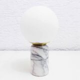 Table lamp in white marble and glass