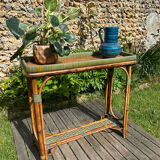 Vintage 1950s rattan console