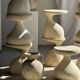 Large cream vase with double spiral handles in antique style, made of terracotta, H42 D3.