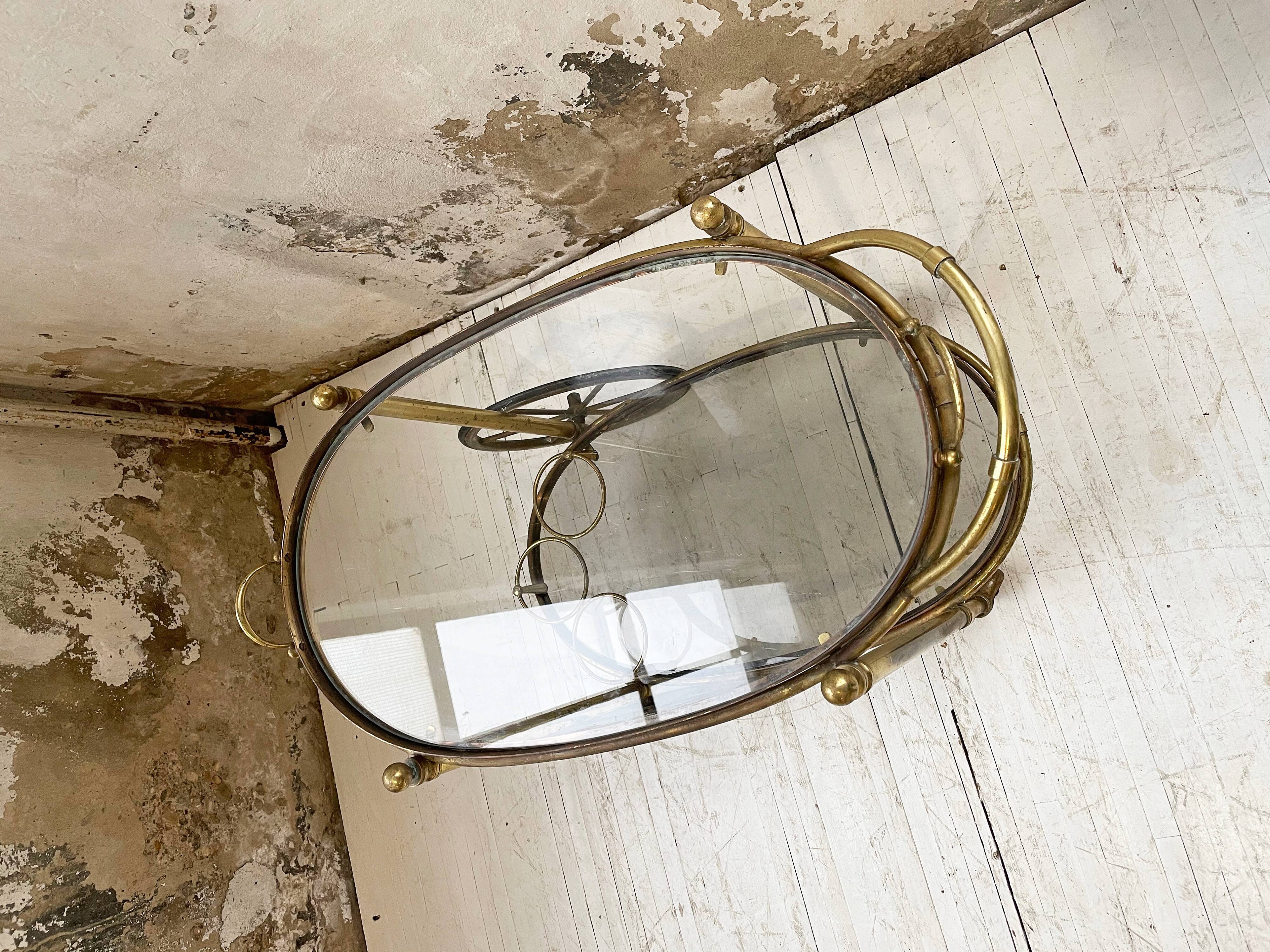 Cart serves brass bar