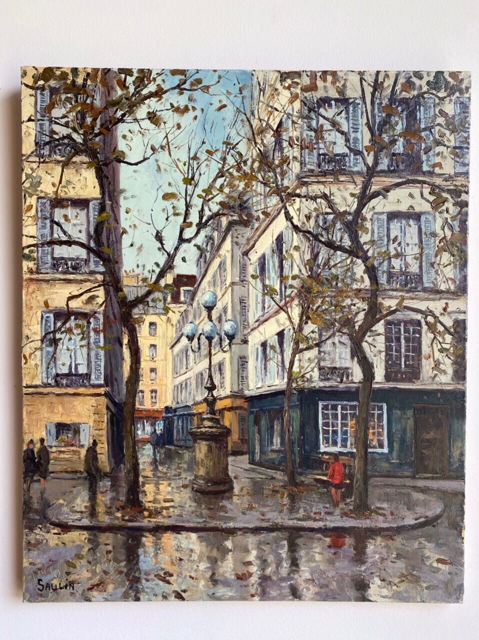 Ancient painting, Furstenberg Square, Paris, signed Saulin, 20th century