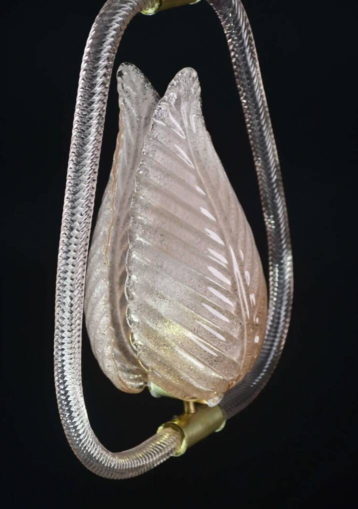 Set of 2 Pink and Transparent Murano Glass Chandelier by Barovier e Toso, 1950s