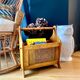Wooden and cane magazine rack
