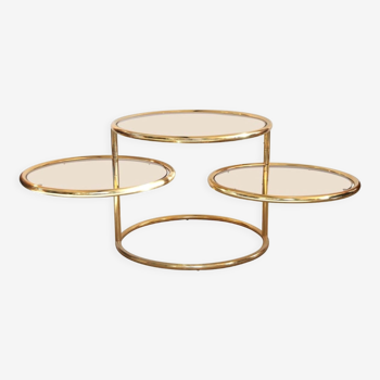 Gold-plated 3-tier turning top side table