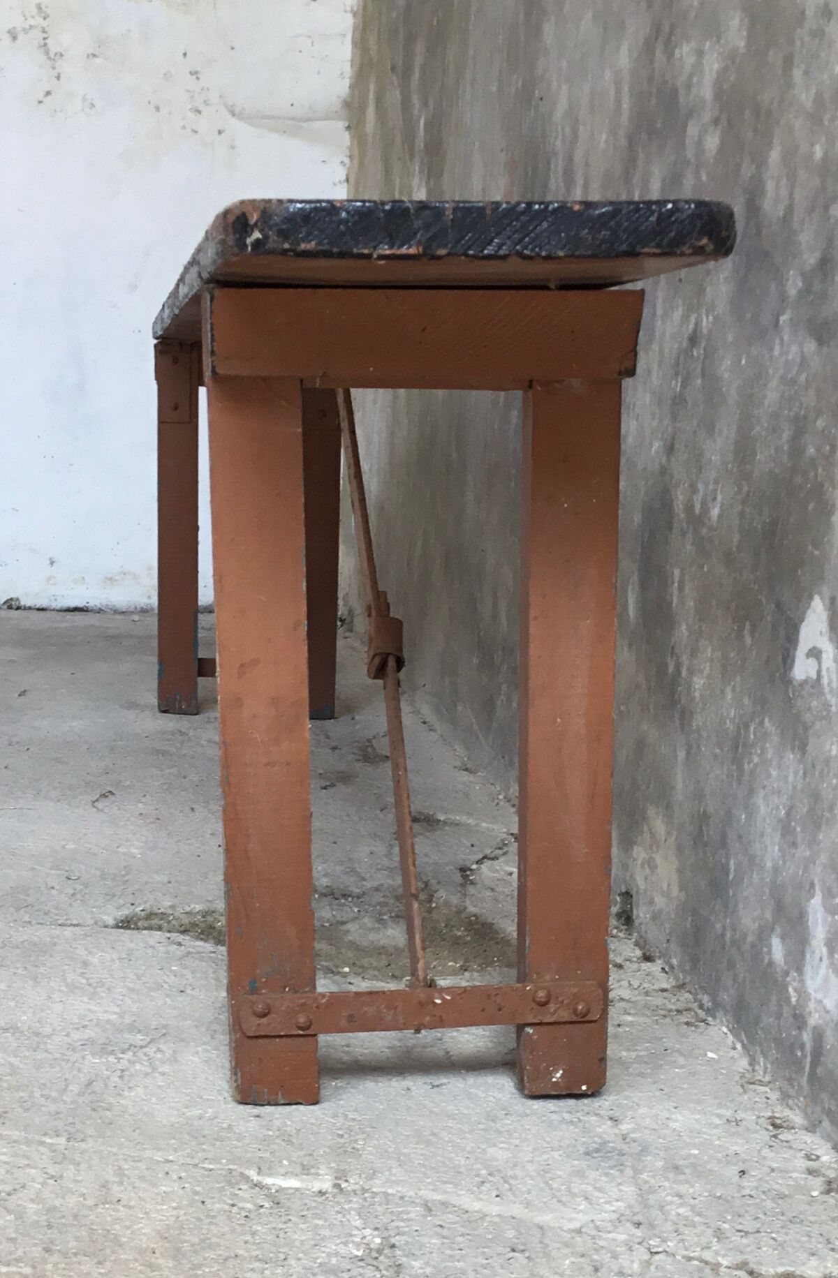 Folding all-wood guinguette bench - vintage mid-XXth