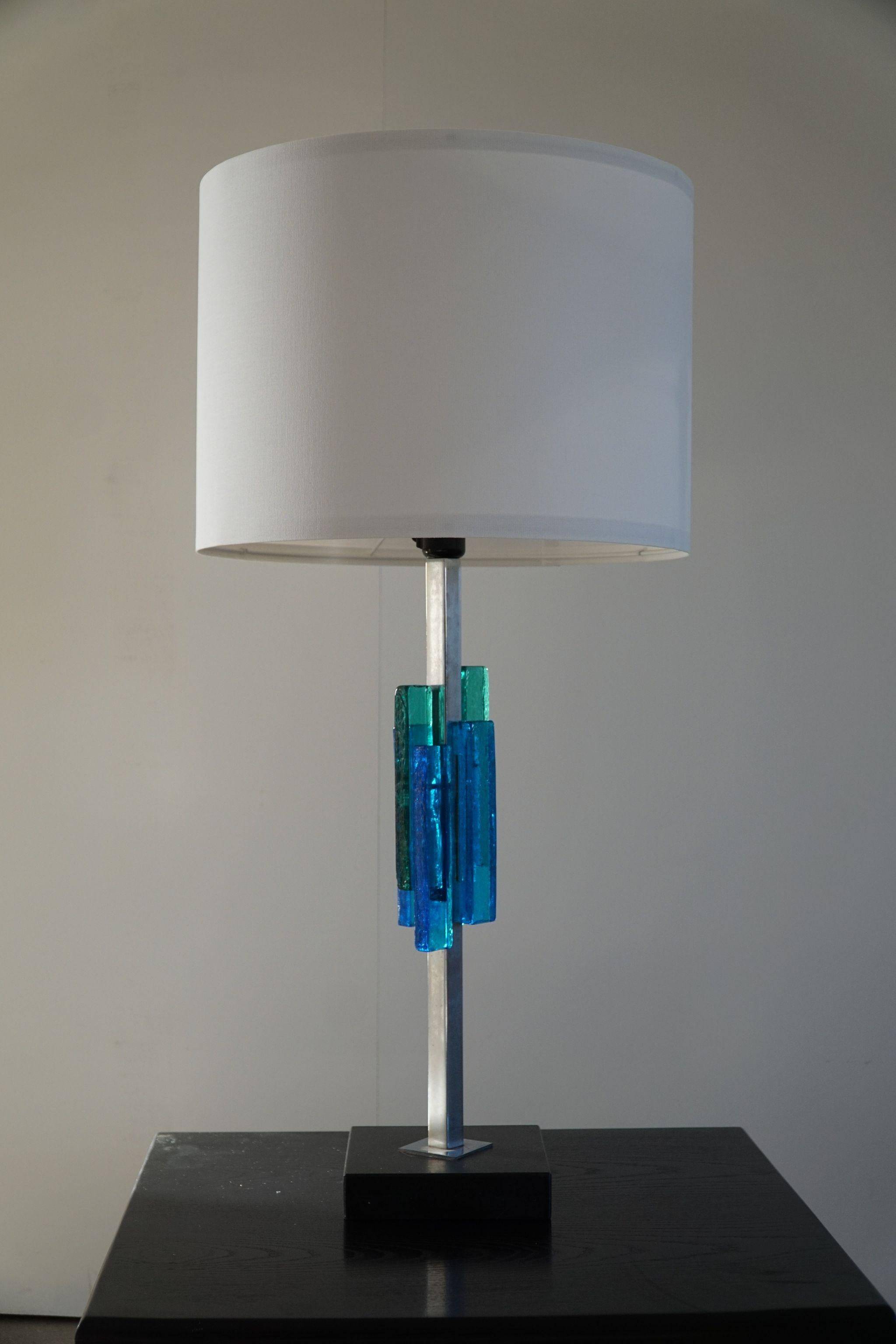 Table lamp Svend Aage Holm Sørensen, metal and glass, modern Danish design, 1960s