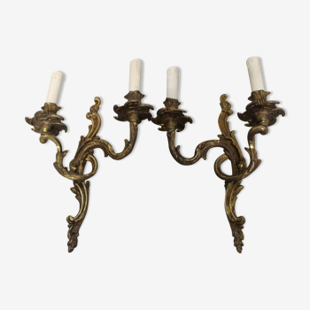 Pair of Louis XV style gilded bronze appliques