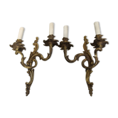 Pair of Louis XV style gilded bronze appliques