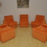 Orange corduroy modular sofa, 1970s.