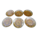 Lot de six assiettes plates- vintage en verre ambré de chez Veréco décor fleurs- années 60/70