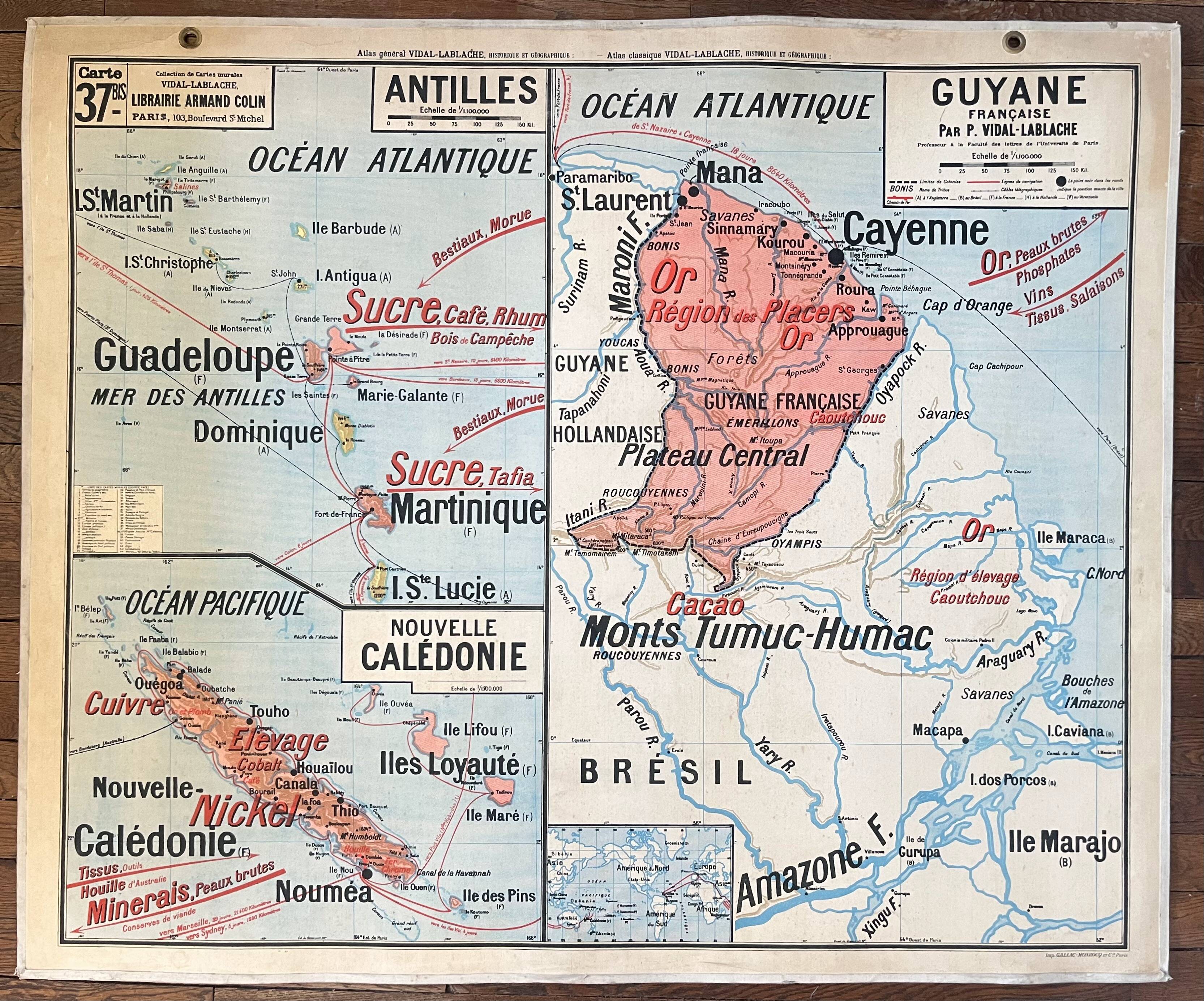 Old school map Vidal-Lablache 37, T36, 1930 West Africa